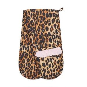 Damson Madder Leopard Print with Pink Ruffle Trim Oven Gloves New